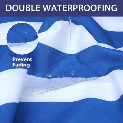 Outdoor Bench Cushion 48x16x3 Inch with Ties, Thick Waterproof Porch Swing Cushions for Patio Furniture Chair Pad, Seat Sofa Garden Replacement Cushion Sponge Filling (Blue&white Stripes, 48x16)