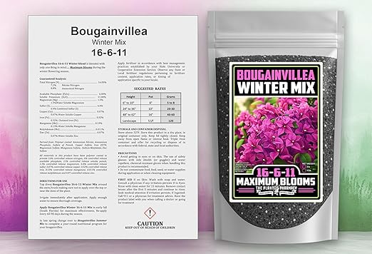 Fertilizer Commercial Grade | Bougainvillea Winter Mix 16-6-11 | 3 Pounds | Custom Professional Mix | Cold-Season Bloom Formula | Controlled Release Nutrition | Micronutrients | Vivid Color & Growth