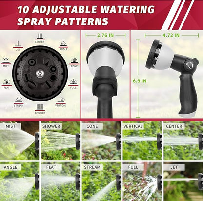 AUTOMAN Garden Hose Nozzle - 10 Adjustable Spray Patterns, Thumb Flow Control Hose Sprayer, Water Hose Spray Nozzle for Plants Watering, Car Washing, Window Cleaning, Pets Bathing, Outdoor Fun, Black