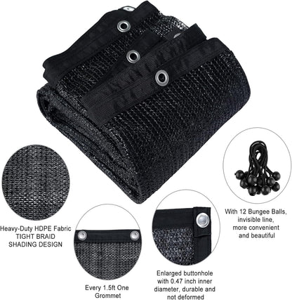 Agfabric 70% 10X 16ft Sunblock Shade Cloth with Grommets for Garden Patio, Black