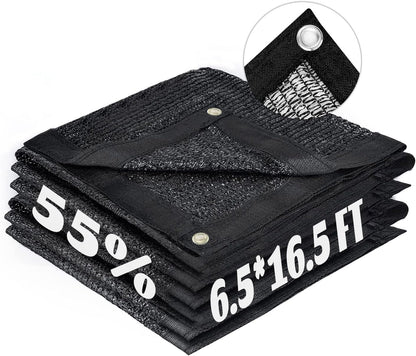 LOVE STORY 6.5x16.5FT 55% Black Shade Cloth Sun Shade Net with Grommets Sunblock Net Mesh Tarp for Garden,Plants Cover,Greenhouse and Patio