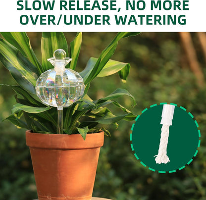 10 oz Large Top Fill Cactus Plant Watering Globes, Light Iridescent Glass Water Bulbs, Slow Release Self Watering Devices, Vacation Plant Watering System Self Watering Planter Insert, 4 Pack