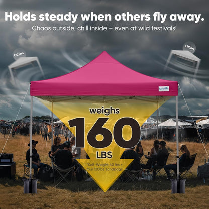 Quictent 10x10 Heavy Duty Pop Up Canopy Tent- Easy up Outdoor Commercial Canopies, Waterproof, 11ft Interior Height, Easy Setup, Includes Sand Weight Bags and Wheeled Carry Bag