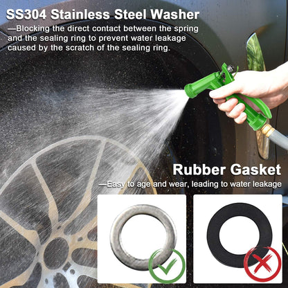 Hose Nozzle 2 Pack, Full Size Pistol Grip Water Nozzle Sprayer with Threaded Front, High Pressure Nozzle, Adjustable Spray Water Flow for Watering, Showering Pet, Washing Car, Cleaning, Green