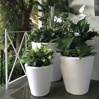 Crescent Garden Dot TruDrop Indoor/Outdoor Planter, Self-Watering Plant Pot, 26 Inches, (Alpine White)