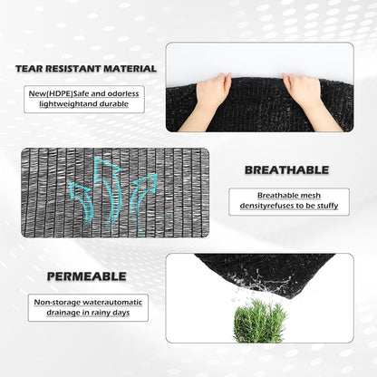 Garden expert 50% Sun Shade Cloth 8x12ft Mesh Tarp with Grommets for Plant Cover Patio Canopy Garden Pergola Greenhouse Car Barn Kennel Black