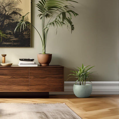 Kante 19.9" Dia Round Concrete Planter, Outdoor/Indoor Large Bowl Plant Pots with Drainage Hole and Rubber Plug for Garden Patio Balcony Home, Mint Green