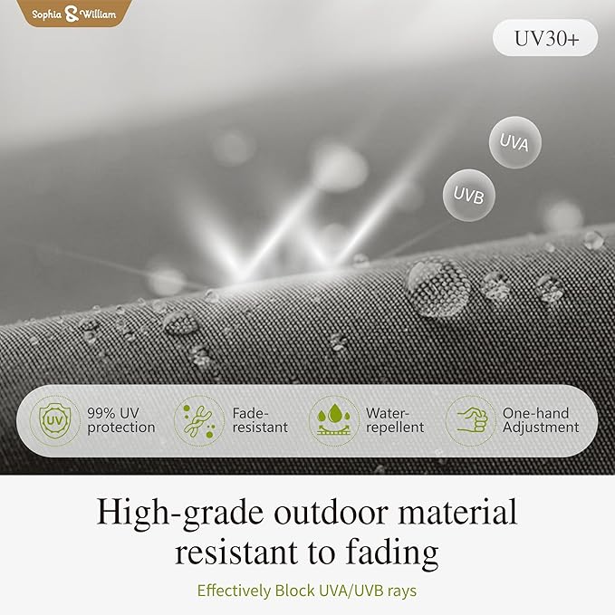 Sophia & William 12ft Cantilever Patio Umbrella with Base, Large Rectangular Umbrellas with 360-degree Rotation, Aluminum Pole for Garden Pool Backyard, Grey