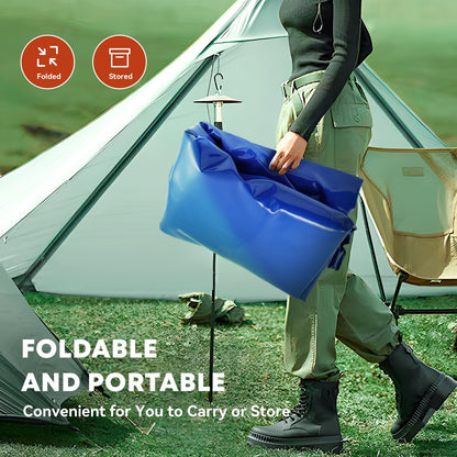 LANUEVA 528 Gal/2000L Portable Water Storage Bladder, 1000D PVC Foldable Water Tank with Spigots and Overflow Kit, Water Storage Containers for Emergency Water, RV, Irrigation&Camping (Blue, 2000L)