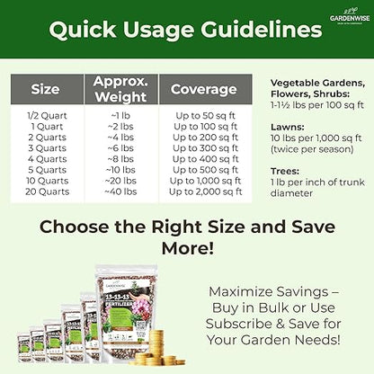 13-13-13 Slow Release Granular Fertilizer – All Purpose Plant Food 13 13 13 for Outdoor Grass, Vegetables, Roses, Flowers, Shrubs, Trees. Lawns, Gardens, Potted Plants (1/2 Quart)