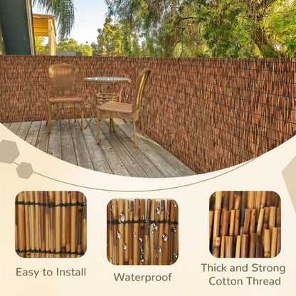 Brown 2 Pack 3.3FT X 16.4FT Reed Fencing Roll, Balcony Privacy Shade Reed Bamboo Fencing Garden Fence Border, Wind Block Sunshade Fence Screen for Outdoor Yard Patio Flower Bed Edge