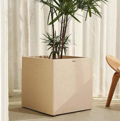 20 Inch Square Concrete Planter（20Lx20Wx20H，48 Pounds）,Durable All-Weather Use with Drainage Holes,Large Square Planter for Outdoor Indoor Plants