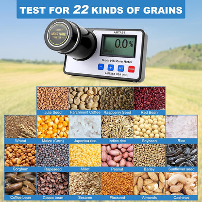 Grain Moisture Meter High Precision Grain Moisture Tester with Temperature Compensation Portable Seed Moisture Meter for 22 Grains Including Wheat, Soybean, Coffee and More