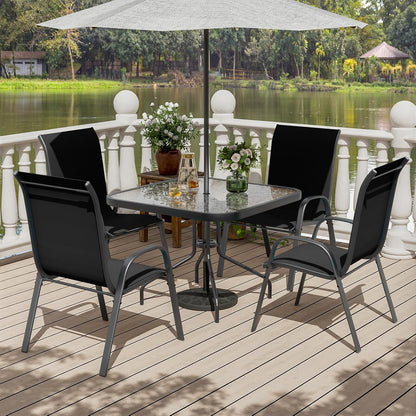 UDPATIO Patio Chairs Set of 4, Stackable Outdoor Dining Chairs with High Back, Breathable Textilene Fabric Outdoor Chair All Weather, 350LBS Capacity for Garden, Backyard (Black)