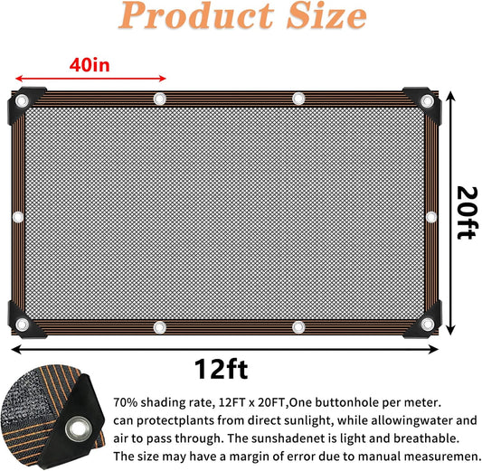 Shade Cloth - for Plants Greenhouse, 70% Sunblock Shade Sails -for Outdoor Garden Pergola Patio Lawn Sun Protection Covers for Kennel Chicken Coop Easier to Hang Plant Net Cover