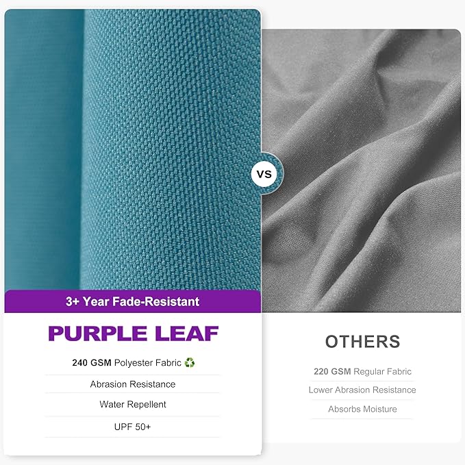 PURPLE LEAF 10 Feet Patio Umbrella Outdoor Cantilever Solar Powered LED Swivel Square Umbrella Aluminum Offset Umbrella with 360-degree Rotation for Garden Deck Pool Patio, Turquoise Blue