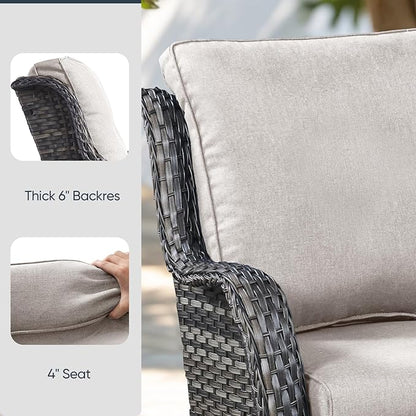 10-Piece Outdoor Patio Cushion Set - Fade & Water Resistant with Removable Olefin Cover, 22x24x4 Inch Memory Foam Cushions for Wicker Sectional Sofa – Beige/Regular