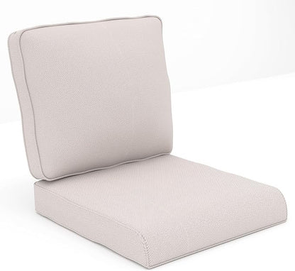 Outdoor Chair Cushions 23" x 24" x 4", Patio Deep Seat Replacement Cushions Set with Zippered Removable Cover, Weather-Resistant Olefin Fabric for Garden Chair Sofa Couch, Beige