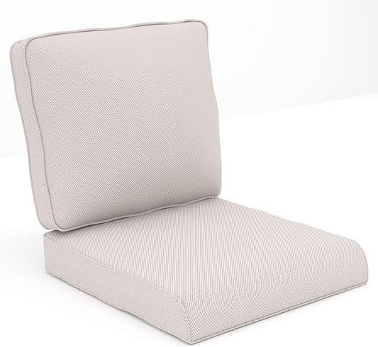 Outdoor Chair Cushions 23" x 24" x 4", Patio Deep Seat Replacement Cushions Set with Zippered Removable Cover, Weather-Resistant Olefin Fabric for Garden Chair Sofa Couch, Beige