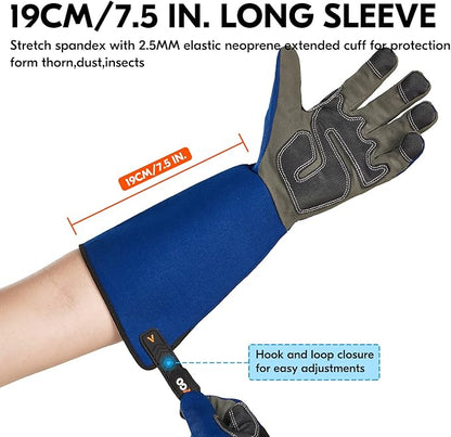 Vgo... Safety Work Gloves Men,Gardening,Long Sleeves Gauntlet,Puncture Proof,Touchscreen(1 Pair,Size XL,Blue,AL6608-ML)