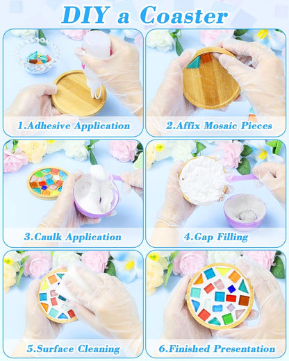 FIVEIZERO 280Pcs Mosaic Tiles for Crafts Bulk - 420g Glass Mosaic Kits, Multi-Color Irregular Tiny Mosaic Tile, Mixed Shapes Mosaic Glass Kit for Art, Home Decoration and DIY Projects