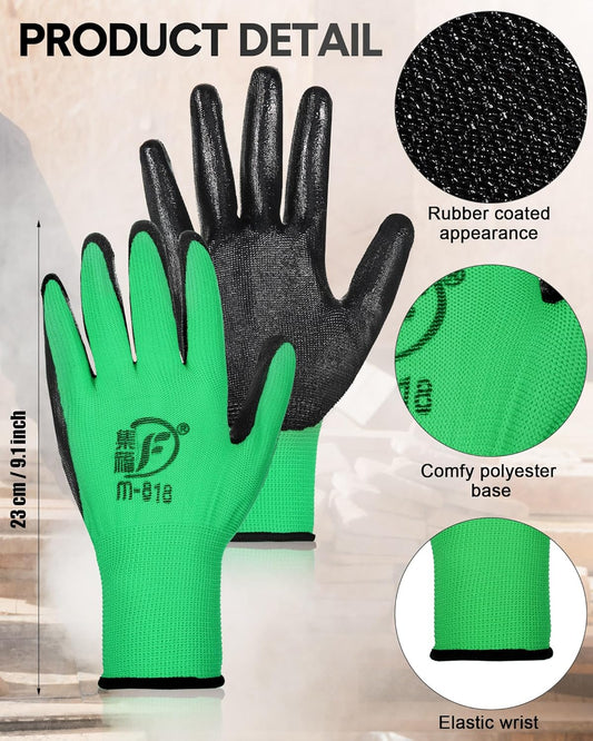 Nuogo 48 Pairs Gardening Gloves for Men Women Rubber Coated Safety Work Gloves Bulk for Gardening Construction Work