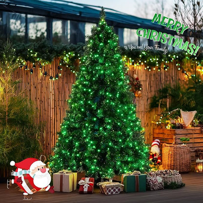 JMEXSUSS 2 Pack Green Solar Lights Outdoor, Total 200 LED 66 FT Green Christmas Lights for Outside, Solar Christmas Light Outdoor for Tree Yard Garden Decor