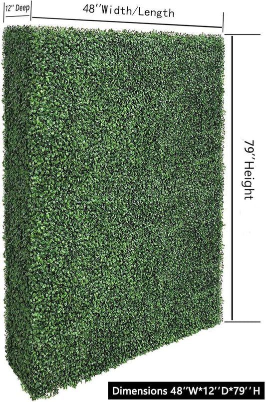AGPL Artificial Hedge Wall Without Planter, Outdoor or Indoor Decorative Privacy Wall, Great for Balcony, Patio, Deck, TOP Cover Panel is Included ... (48" W*12" D*79" H)