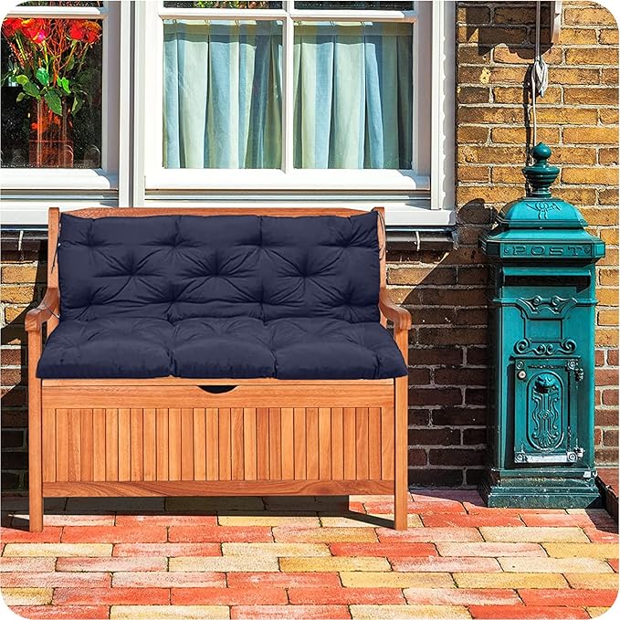 Replacement Cushions for Outdoor Swing, Outdoor Cushions for Patio Furniture with Backrest, Waterproof Thicken 4" porch swing cushions, for Outdoor Patio Garden Furniture(Navy blue 40 * 47 in)