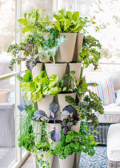 Greenstalk Patented Large 5 Tier Vertical Garden Planter with Patented Internal Watering System Great for Growing a Variety of Strawberries, Vegetables, Herbs, & Flowers (Stunning Stone)