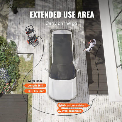 VEVOR Gas Powered Pressure Washer 3400 PSI 2.6 GPM, with Spray Gun and Extension Wand, 5 Quick Connect Nozzles, Copper Pump