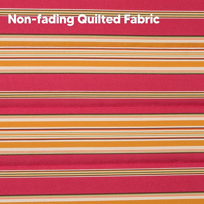 SUNCREAT Double Hammock Quilted Fabric Swing with Spreader Bar, Detachable Pillow, 55” x79” Large Hammock, Red Stripes