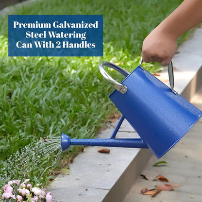 1.5 Gallon Watering Can for Outdoor Plants,Large Metal Plant Watering Pot with Removable Spout,Flower Garden Water Can Watering Pot,Galvanized Steel Watering Can with Stainless Steel Handles，Navy