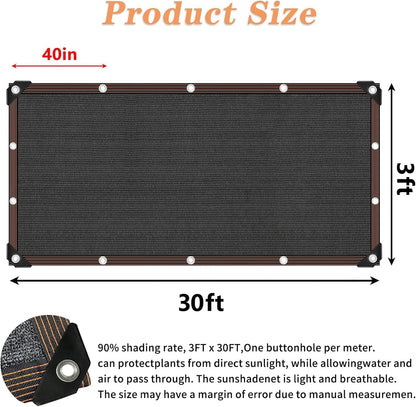 Shade Cloth for Plants Greenhouse, 80-90% Sunblock Shade Sails for Outdoor Garden Pergola Patio Lawn, Easier to Hang Sun Protection Neting Cover for Kennel Chicken Coop, 3x30 FT