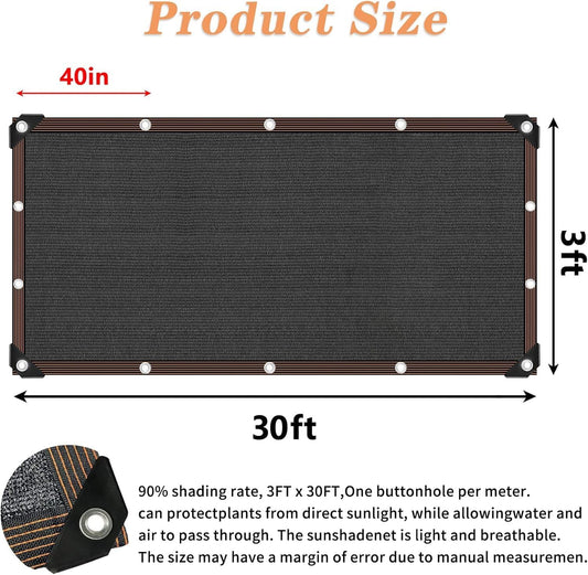 Shade Cloth for Plants Greenhouse, 80-90% Sunblock Shade Sails for Outdoor Garden Pergola Patio Lawn, Easier to Hang Sun Protection Neting Cover for Kennel Chicken Coop, 3x30 FT