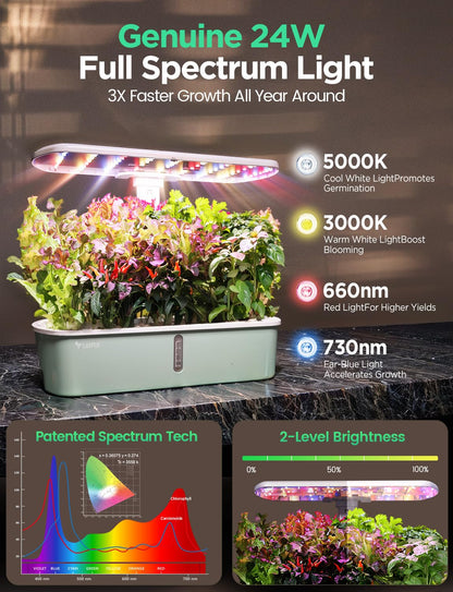 LetPot LPH-Air Hydroponics Growing System Kits, APP & WiFi Controlled Smart Indoor Garden with 24W Grow Light Full Spectrum, 10 Pods Planter Indoor Gardening for Gifts, Kitchen, Vegetable (Green)