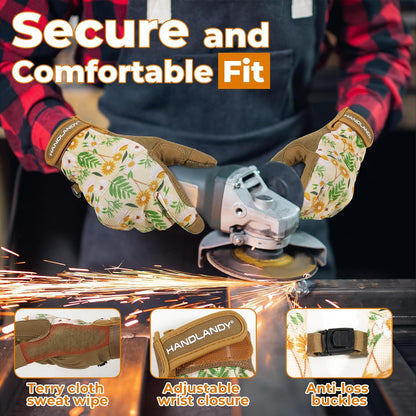 HANDLANDY Women Safety Work Gloves Utility Touch Screen Working Grip Glove for Yardwork Gardening Breathable Mechanic Gloves