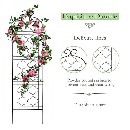 Garden Trellis for Vines and Climbing Plants Outdoor, Iron Wire Lattices Grid Panels for Potted Climbing Pergola Cucumber Tomato Rose Vegetable Flower Plant Trellises (60 * 16 Inch, Pack of 2, Black)