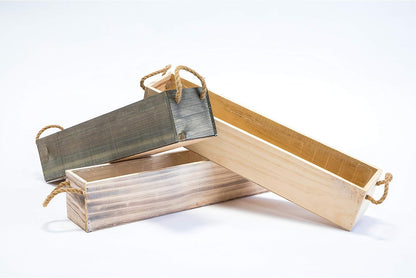 Wooden Planter Box, Rustic Barn Wood/Whitewash with Plastic Liner l Garden Decor l Restaurant and Wedding Decorations l Table Centerpiece (20x4 w Handle Set of 2, Rose Wood)