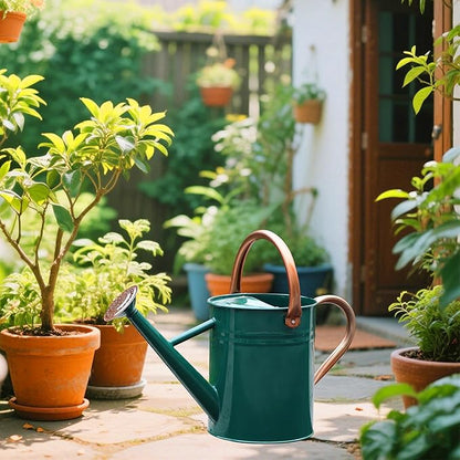 Metal Watering Can for Outdoor and Indoor Plants, Watering Can Decor, 1 Gallon (NewGreen)