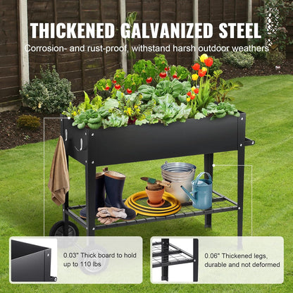 VEVOR Raised Planter Box with Legs and Wheels, Larger Size 43.3x19.5x31.5 Outdoor Elevated Garden Bed On Wheel, Metal Planting Boxes for Growing Flowers/Vegetables/Herbs in Backyard/Garden/Balcony