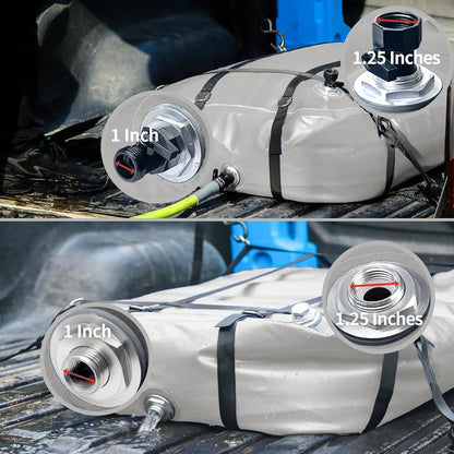 TPU Water Storage Bladder, 35 Gallon Portable RV Fresh Water Tank, Food Grade BPA Free Collapsible Flexible Container for Drinking, Camping, Irrigation & Emergency-Hurricane, Drought, Fire (3/4” GHT)