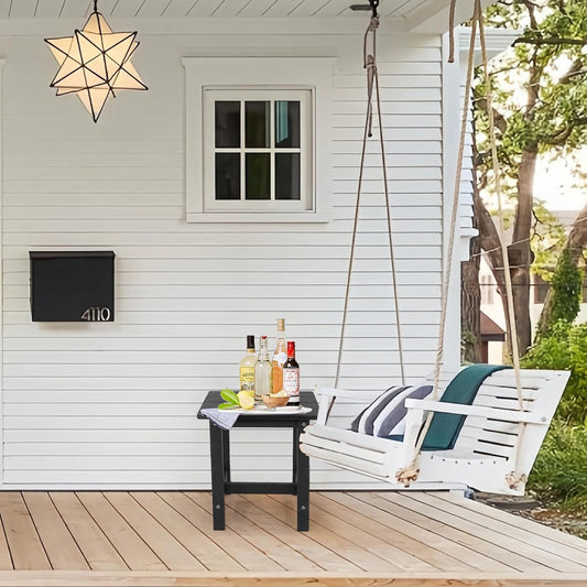 Outdoor Side Table, Small Adirondack Side Table for Adirondack Chair - Indoor Outdoor End Table - HDPS (Black)