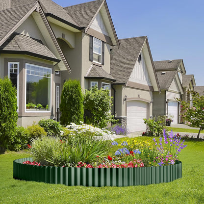 Land Guard Corrugated Metal Garden Edging, 6"×25Ft Steel Landscape Edging, Corrugated Metal Yard Edging Borders, Steel Edging for Landscaping, Garden Fence, Lawn, Flower Bed (Olive-Green)