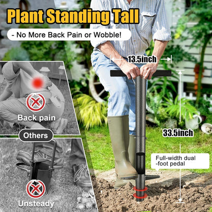 Bulb Planter Tool - 34" Long Handle Sod Plugger Lawn Digger,Auto Plug Eject,Heavy Duty Yard Garden Plant Hole Pluggers for Grass,Tulip Flower ,Soil Transplant Plugging,Turf Repair Transplanting