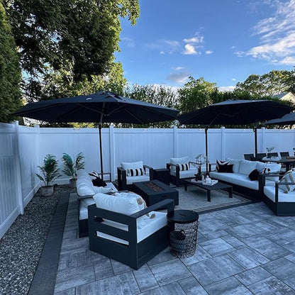 PURPLE LEAF 10 Feet Patio Umbrella Outdoor Cantilever Round Umbrella Aluminum Offset Umbrella with 360-degree Rotation for Garden Deck Pool Patio, Grey