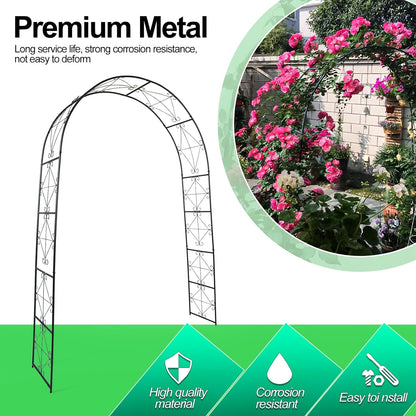 Metal Garden Arch 7.2ft High X 4.5ft Wide Garden Arbor for for Climbing Plants Roses Vines, Outdoor Garden Lawn Backyard Patio, Garden Wedding Party Decoration