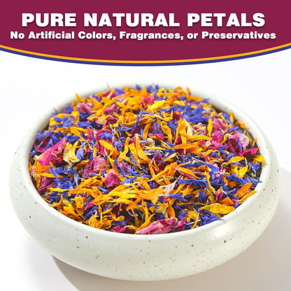 TEARELAE - Mixed Edible Flowers - Premium Rose, Cornflower, and Calendula Petals - Edible Cake Decorations - Pure Natural - Caffeine-Free - for Drink, Tea, Salad and Soap - 0.49oz/14g