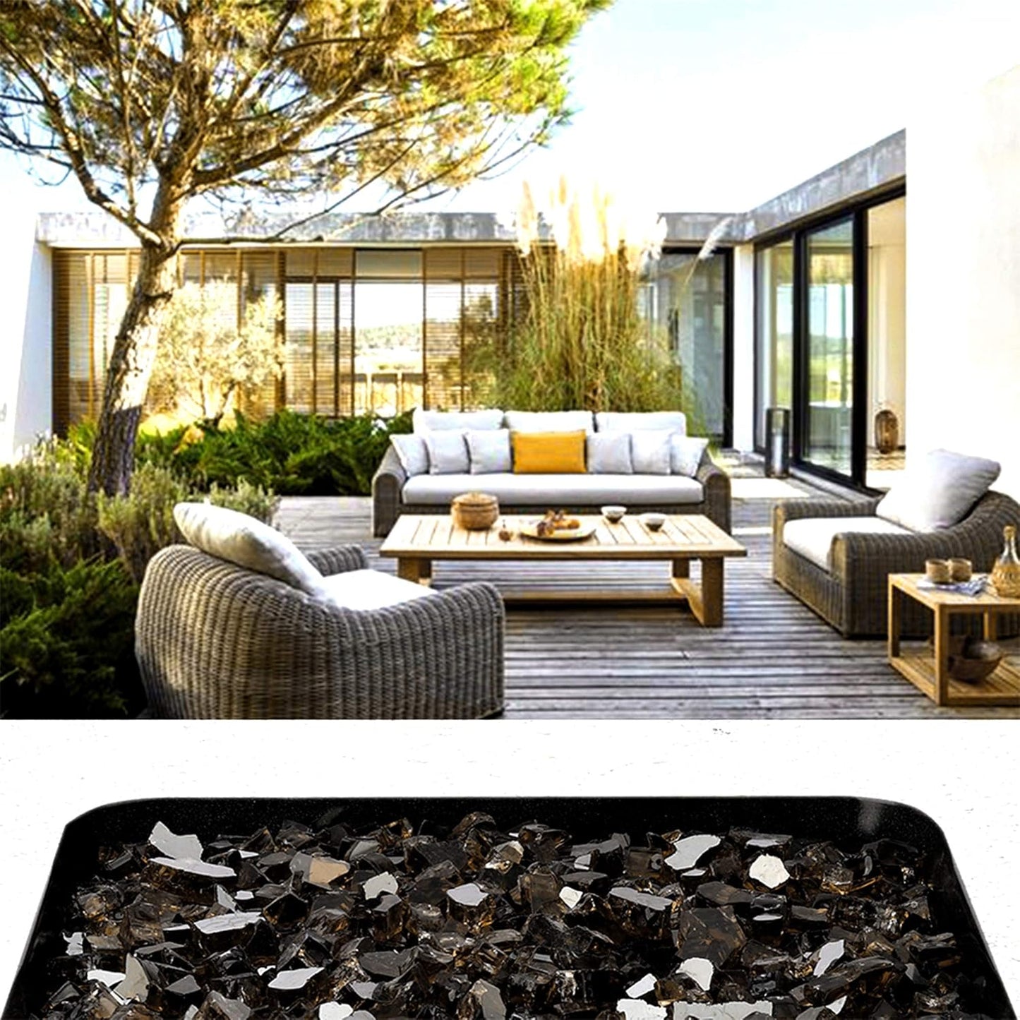 Mr. Fireglass 10 Pounds Fire Glass - 1/4 Inch High Luster Reflective Tempered Glass Rocks for Fireplace Fire Pit Table and Landscaping, Bronze