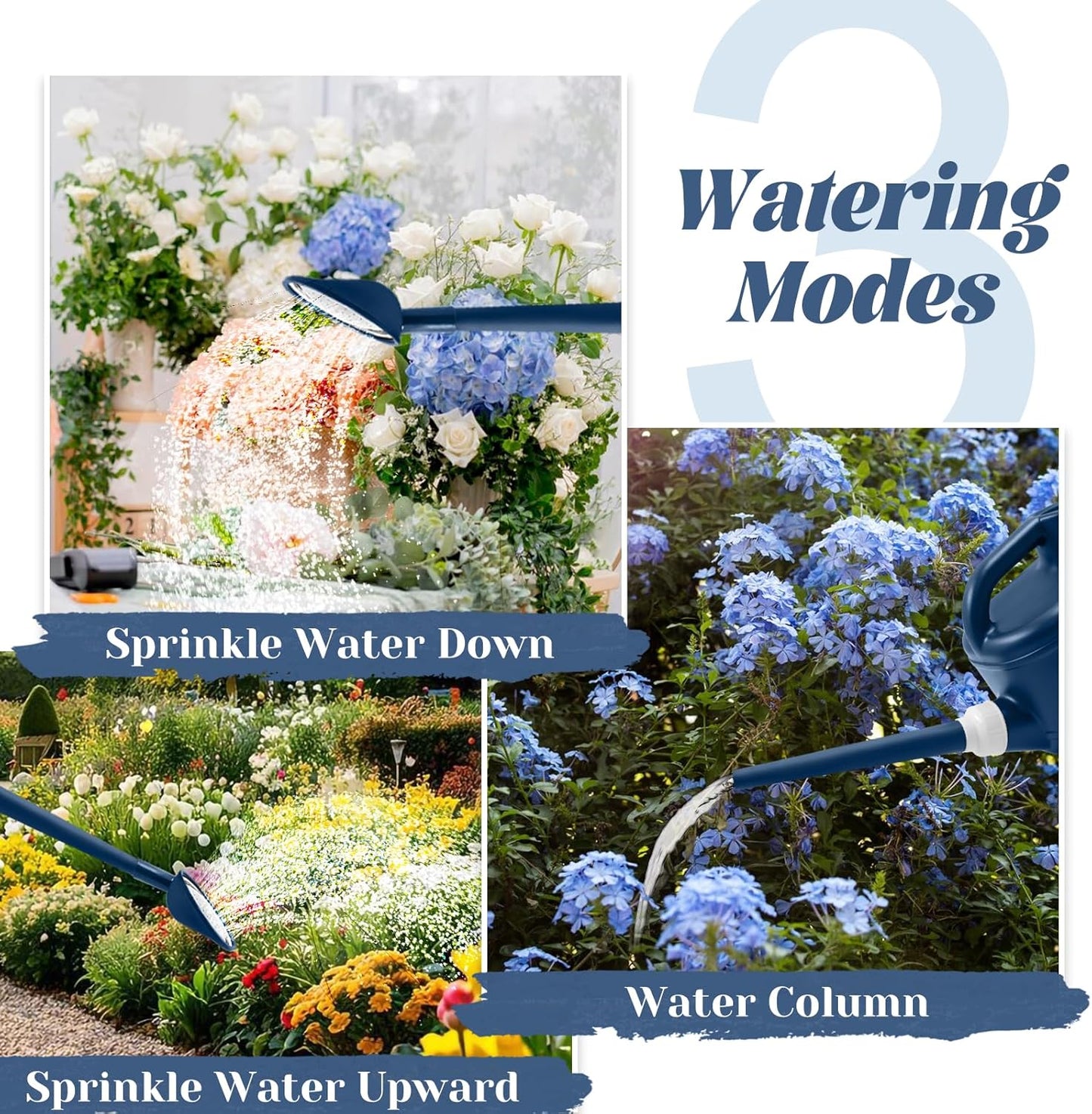 Watering Can for Indoor & Outdoor Plants, Plant Watering Can with Stainless Steel Shower Head, 1 Gallon Plastic Water Can for Garden, Flowers, Vegetable, Greenhouse (AlpineGreen)